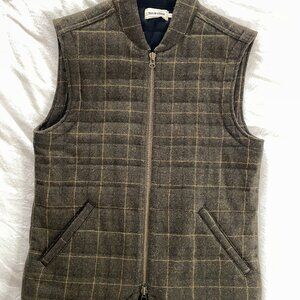 Taylor Stitch The Vertical Vest 40 M Olive Plaid Wool Quilted Insulated Limited